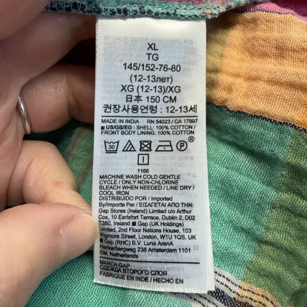 Gap Girls Tiered Midi Sundress Sleeveless Pastel Plaid Lagoon Print Pink Green